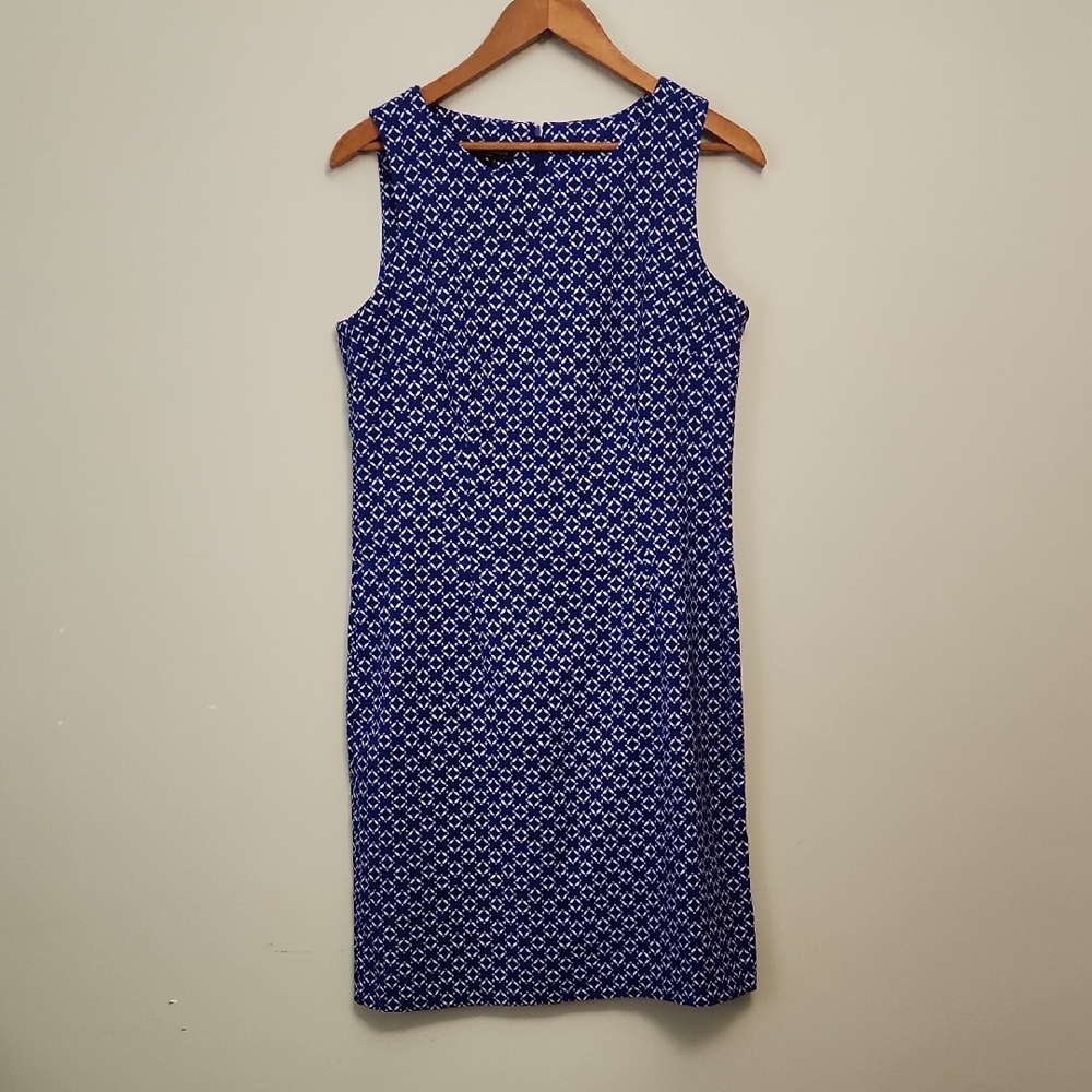 Mario Serrani Blue Geometric Print Sheath Dress